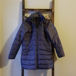 Women's Lands End Gray Puffer Coat